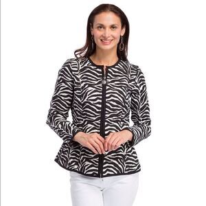 TRIMDIN Serengeti Collection Reversible Zebra Peplum Blazer Black White Zip XS